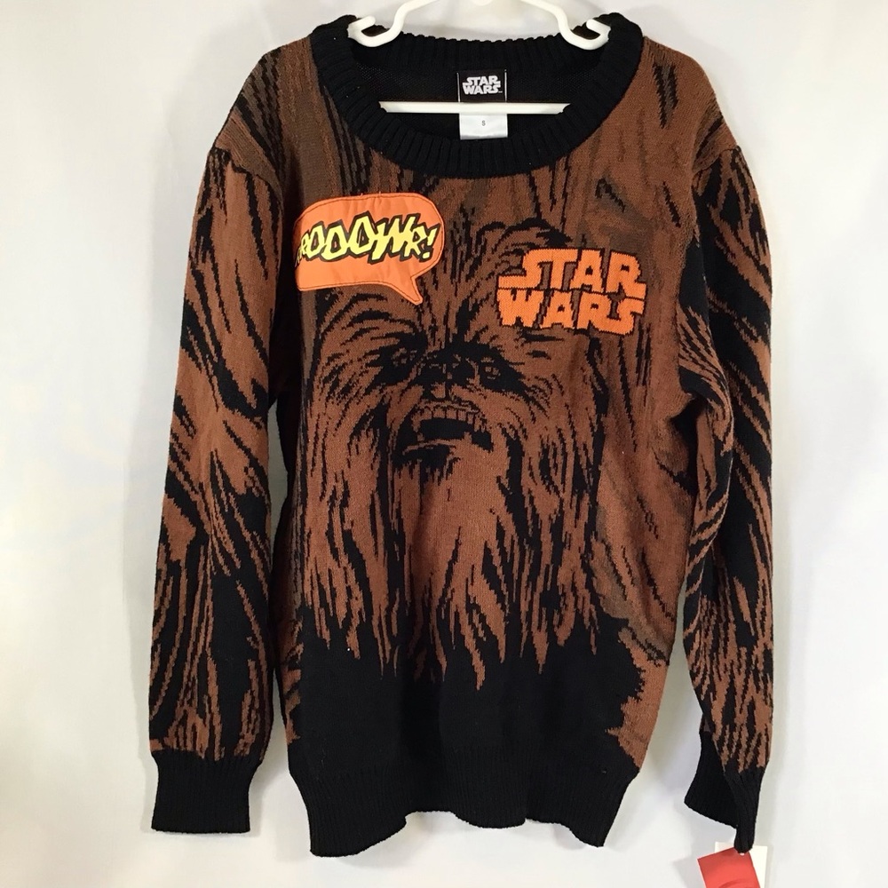 NWT Disney Star Wars Chewbacca Pullover Sweater Small S Youth Boys with Sound